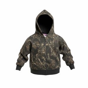 Weekend Academy Full-Zip Hooded Sweatshirt in Black and Brown Camo
